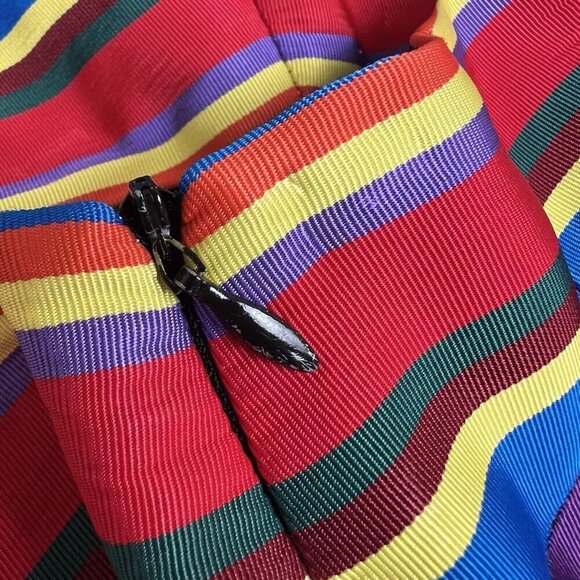 J. McLaughlin Pencil Skirt Colorful Striped Ribbon Polka Dot Knee Length Size‎ 6 - Picture 7 of 11